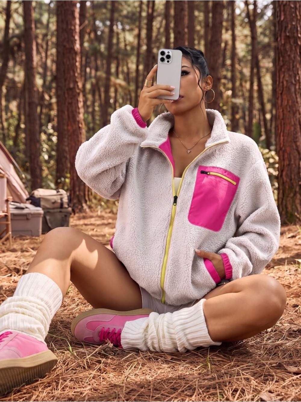 💖 {Sherpa Jacket with Pink Accents}